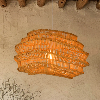 Herringbone Weave Rattan Pendant Light-labpiecesign