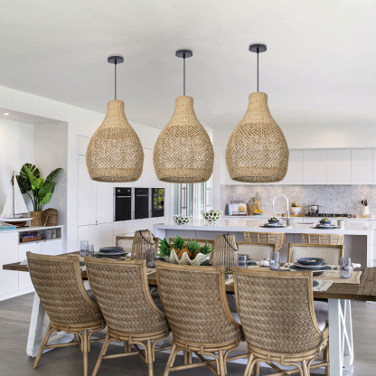 Kettle Style Hemp Rope Braided Handmade Pendant Light-labpiecesign
