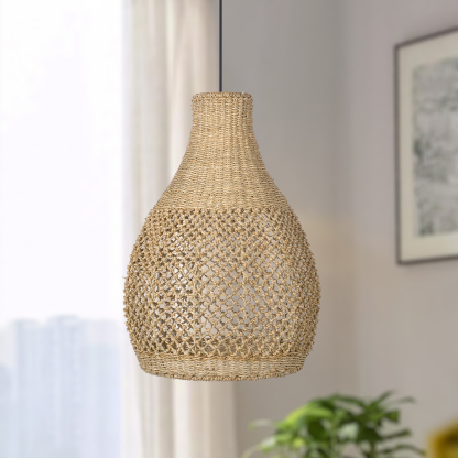 Kettle Style Hemp Rope Braided Handmade Pendant Light-labpiecesign