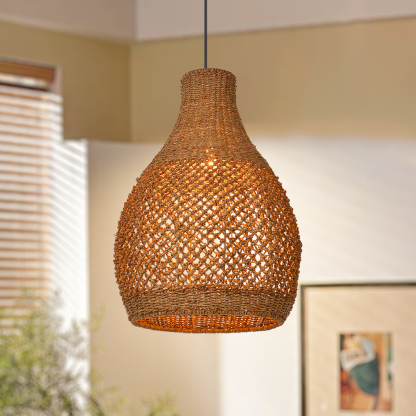 Kettle Style Hemp Rope Braided Handmade Pendant Light-labpiecesign