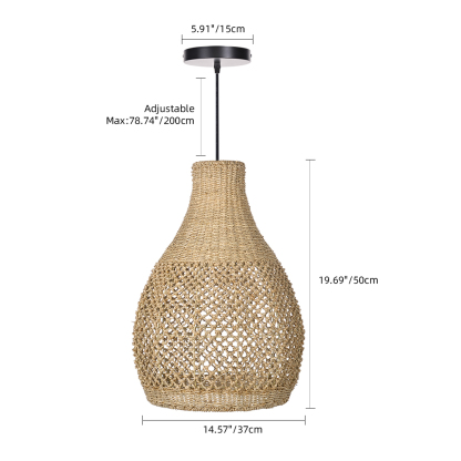 Kettle Style Hemp Rope Braided Handmade Pendant Light-labpiecesign