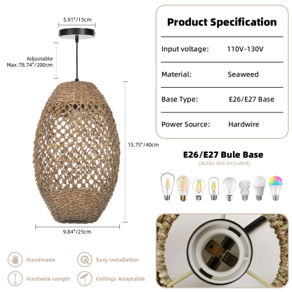 Pastoral style hemp rope pendant light-labpiecesign