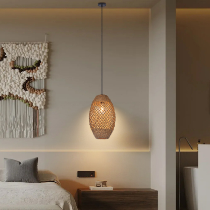 Pastoral style hemp rope pendant light-labpiecesign