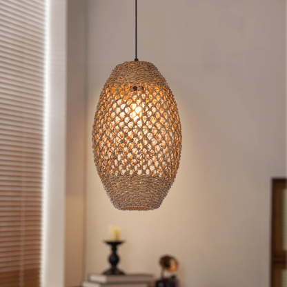 Pastoral style hemp rope pendant light-labpiecesign