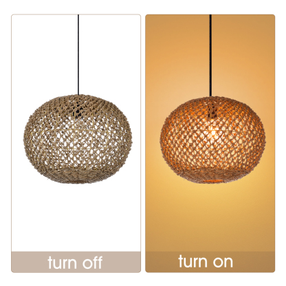 Round hollow hemp rope woven lamp shade-labpiecesign