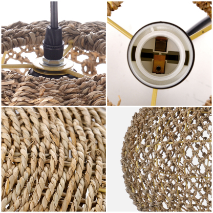 Round hollow hemp rope woven lamp shade-labpiecesign