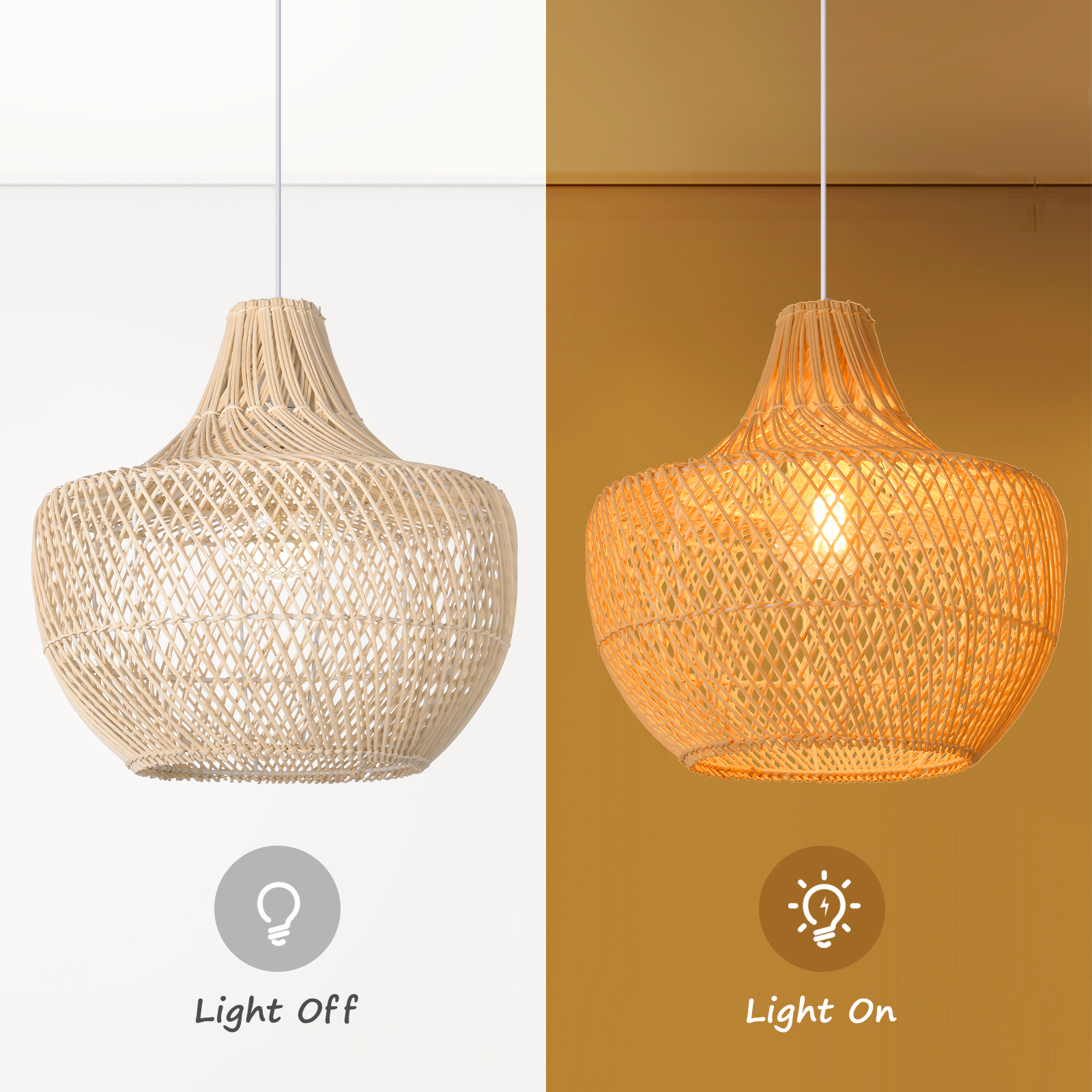 Handmade Woven Rattan Chandelier For Dining Table