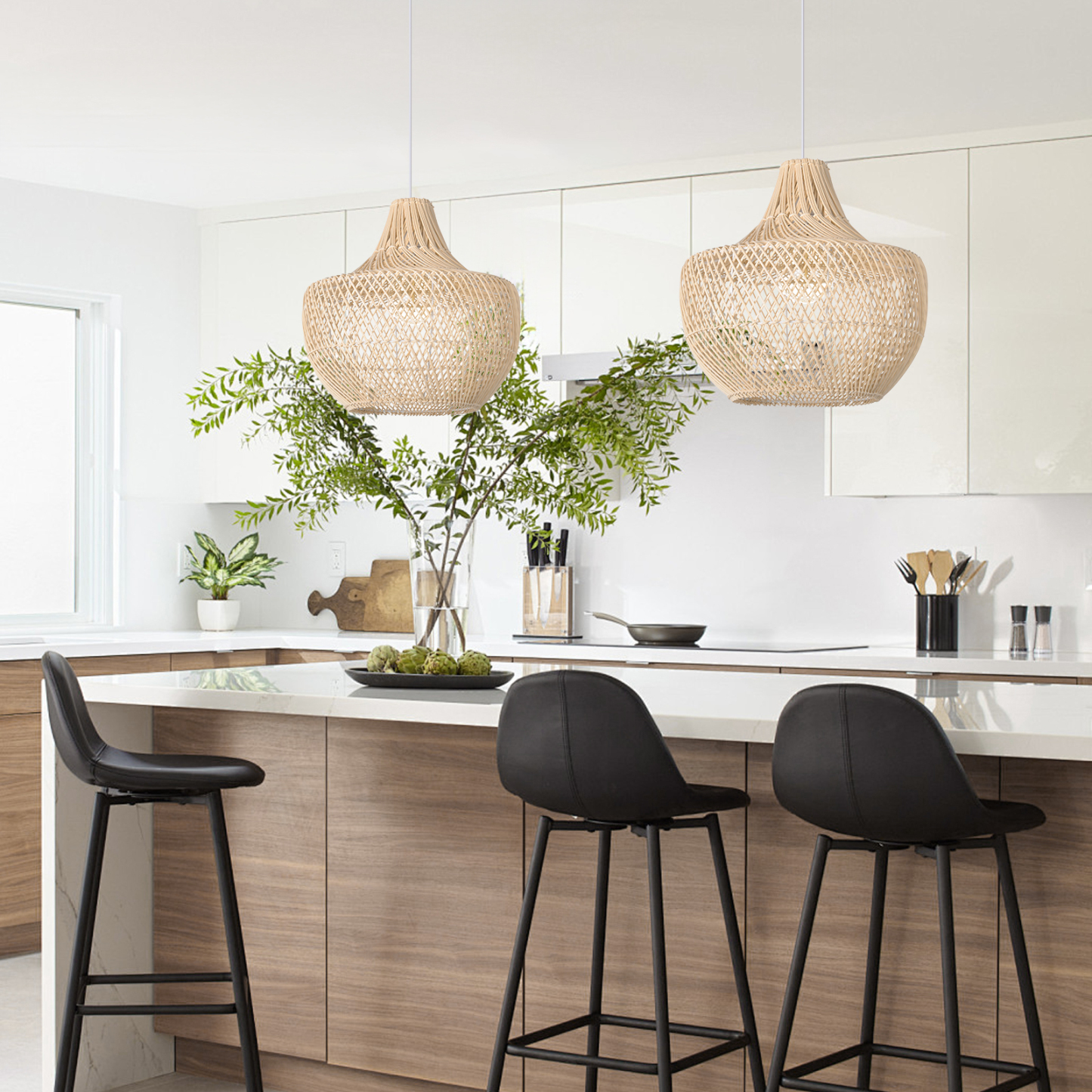 Handmade Woven Rattan Chandelier For Dining Table