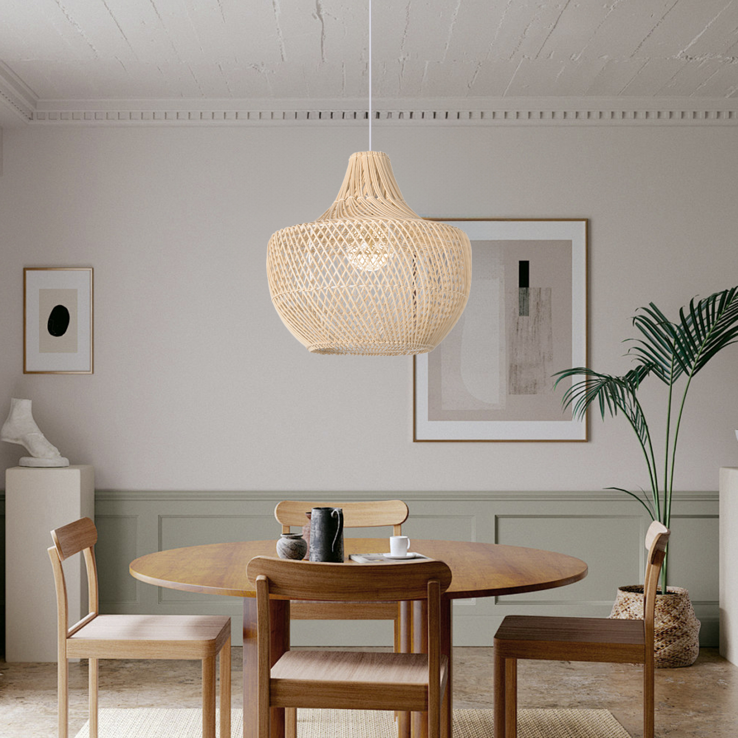 Handmade Woven Rattan Chandelier For Dining Table