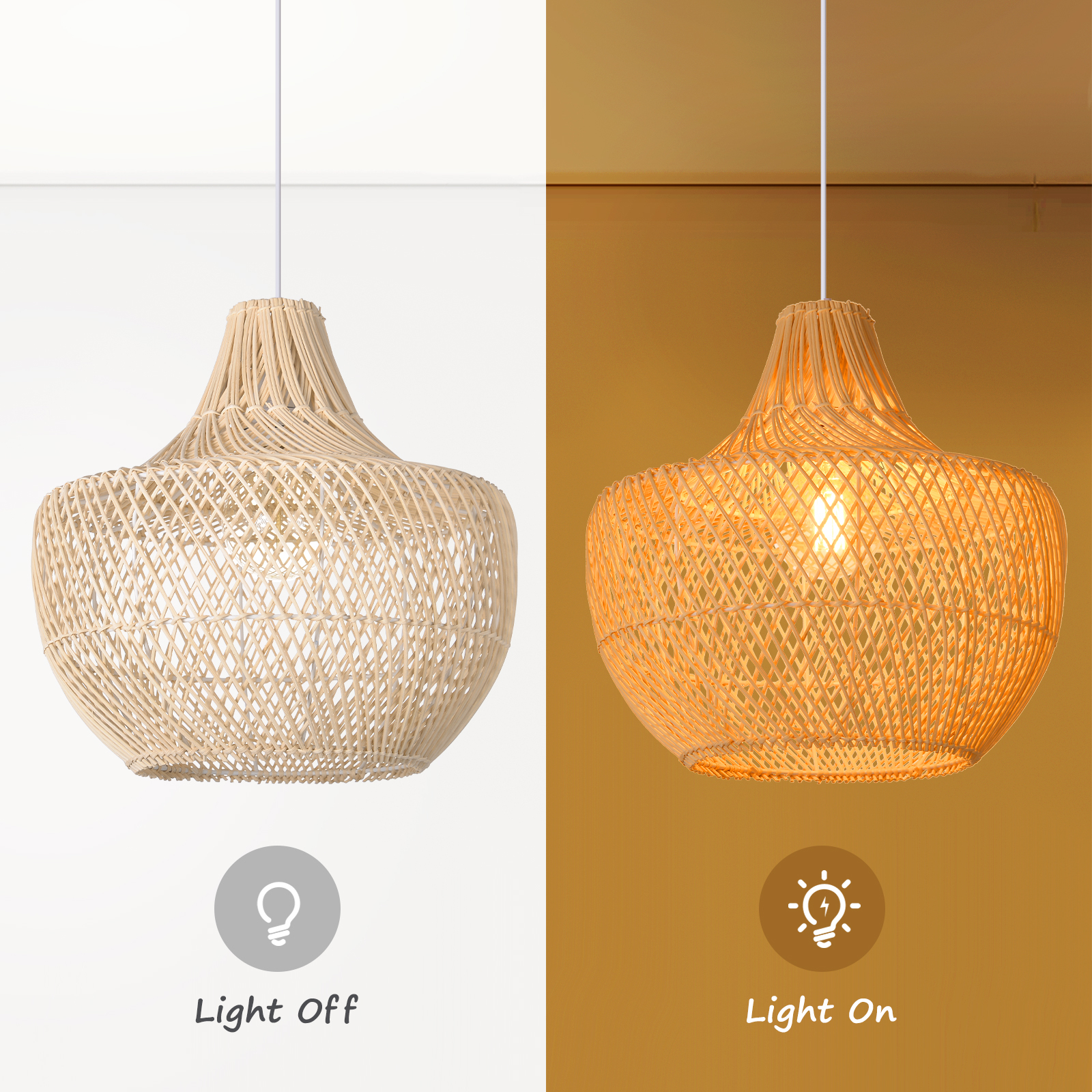 Handmade Woven Rattan Chandelier For Dining Table
