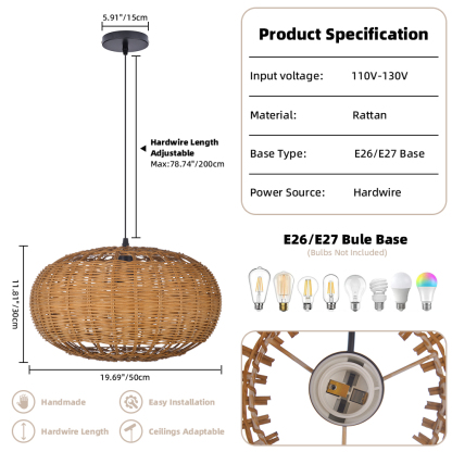 Rattan chandelier retro Japanese style wabi-sabi style bamboo pendant light-labpiecesign