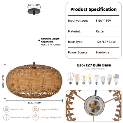 Rattan chandelier retro Japanese style wabi-sabi style bamboo pendant light-labpiecesign