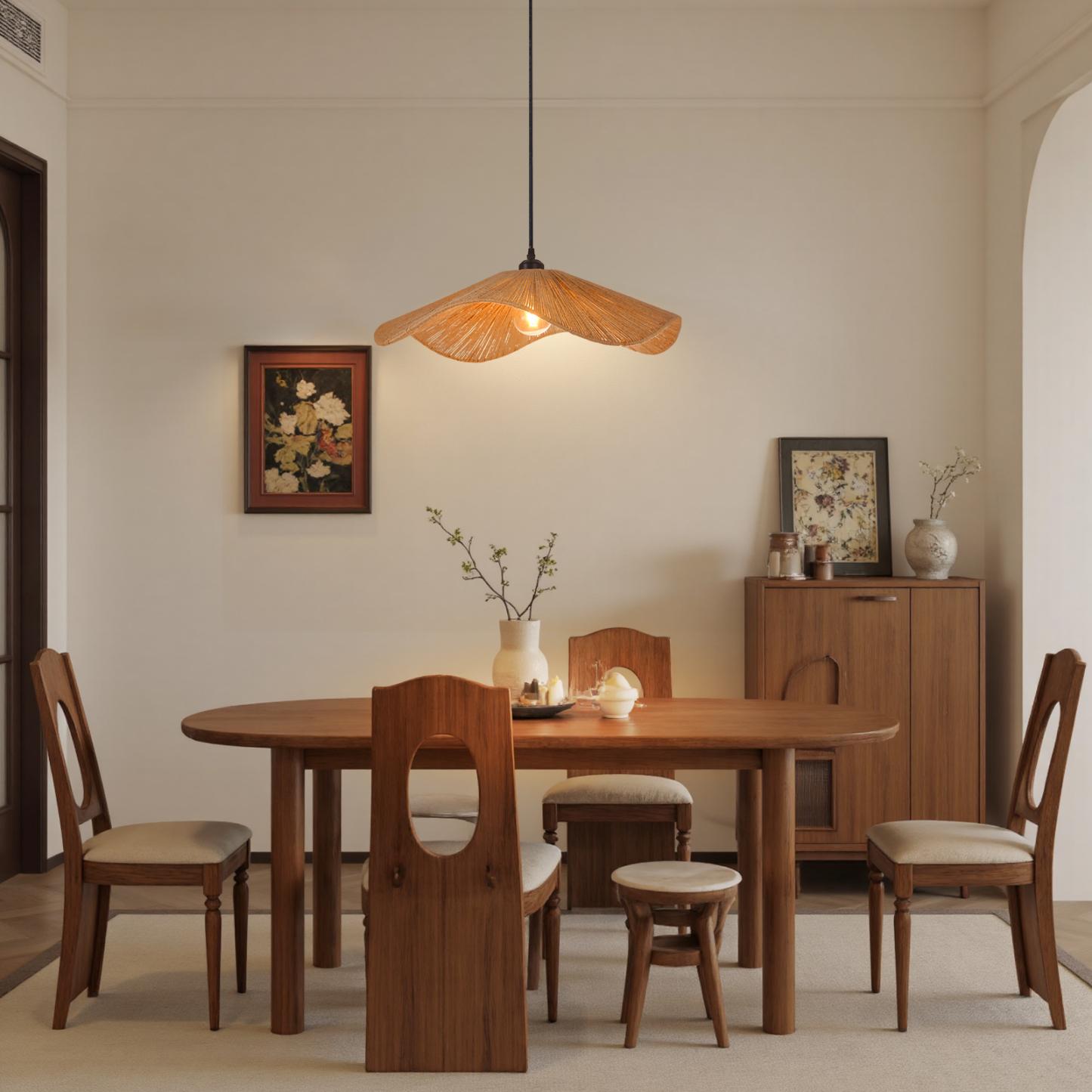 Handcrafted Hemp Rope Pendant Light for Kitchen Island