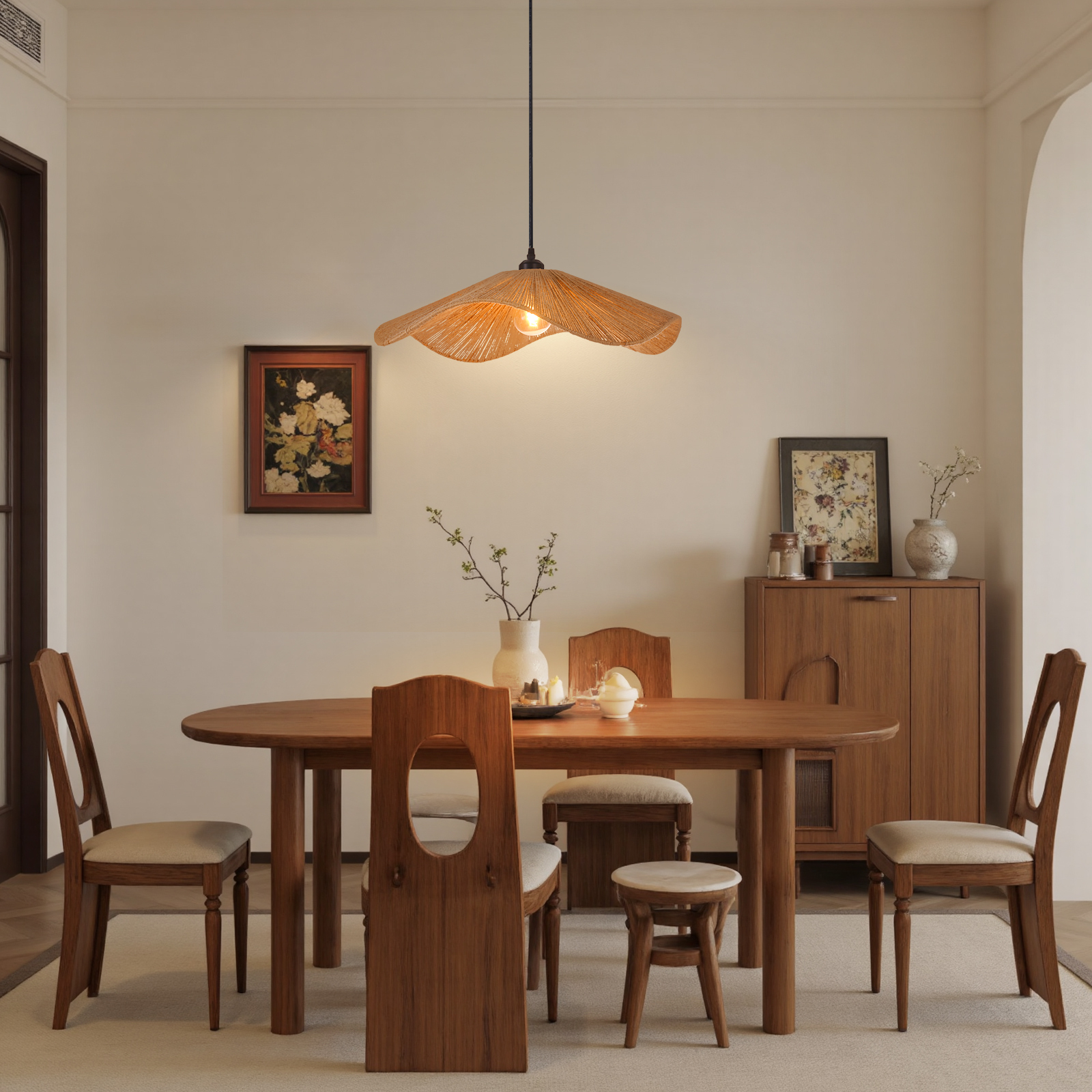 Handcrafted Hemp Rope Pendant Light for Kitchen Island