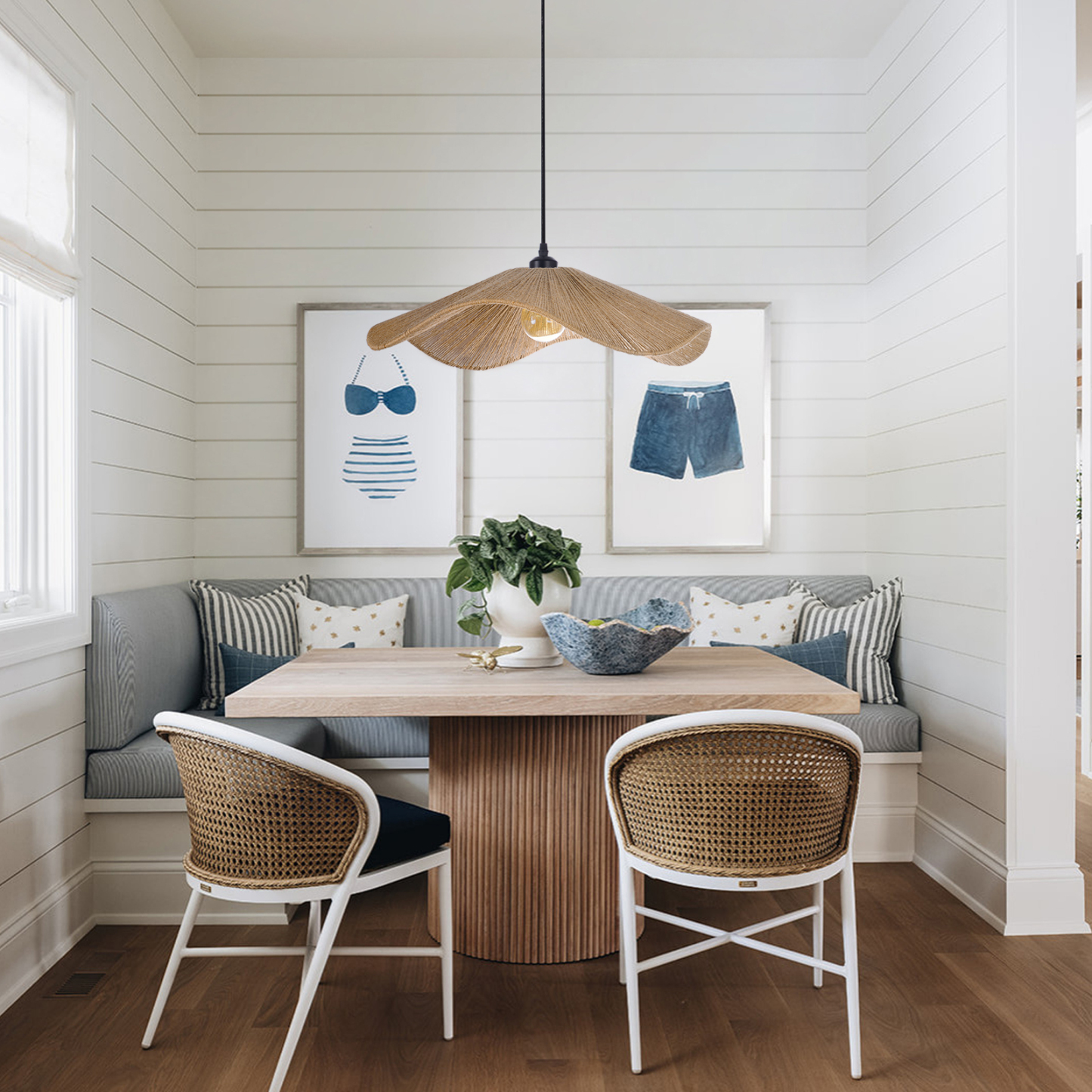 Handcrafted Hemp Rope Pendant Light for Kitchen Island