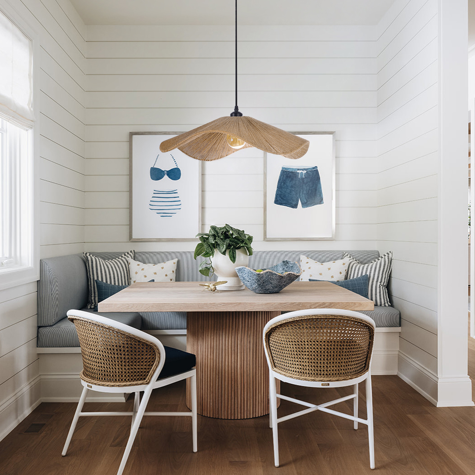 Handcrafted Hemp Rope Pendant Light for Kitchen Island