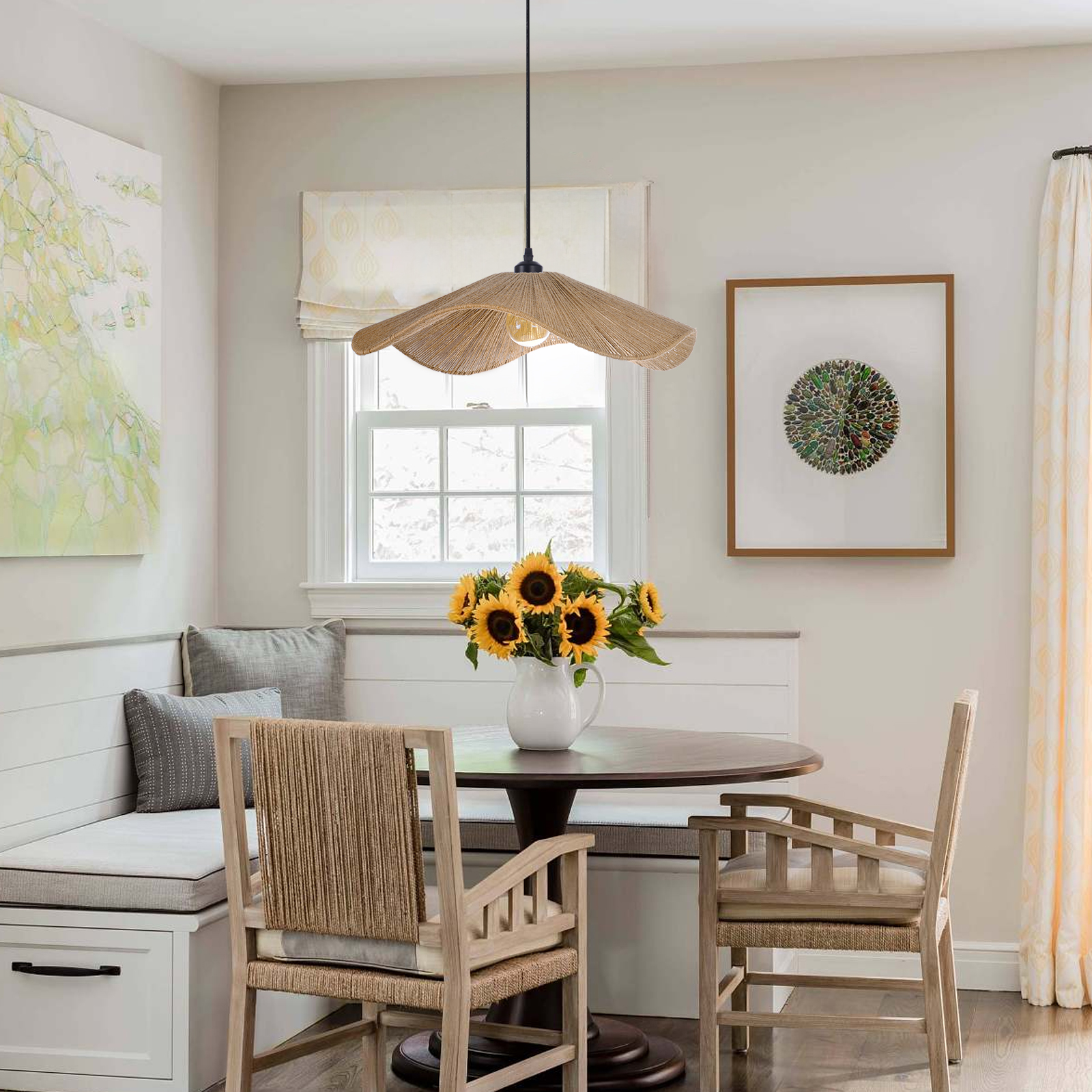 Handcrafted Hemp Rope Pendant Light for Kitchen Island