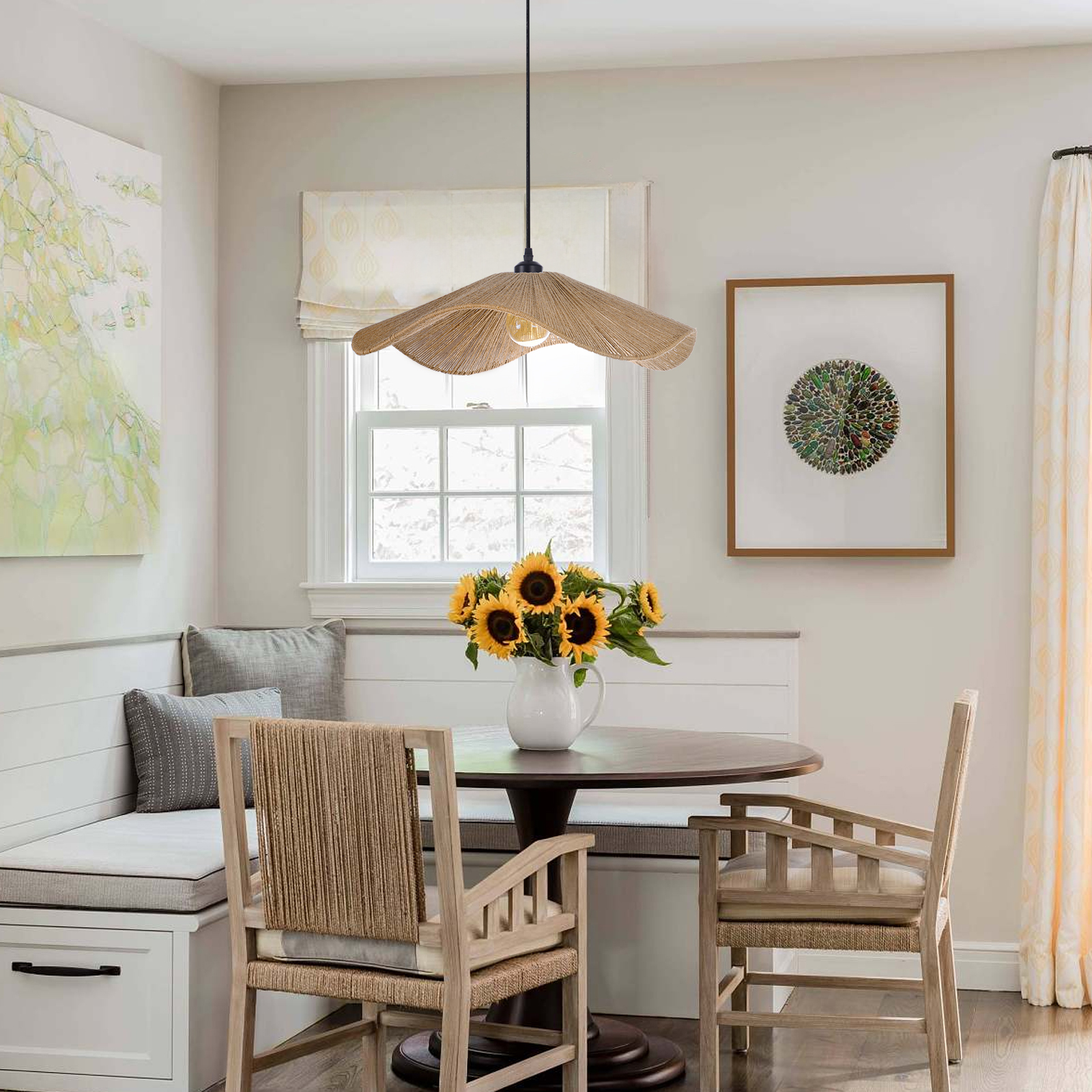 Handcrafted Hemp Rope Pendant Light for Kitchen Island