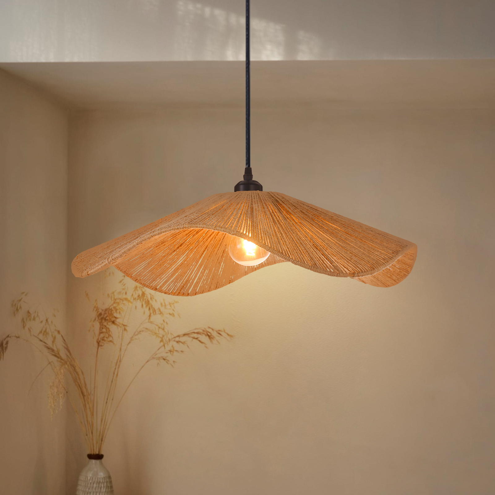 Handcrafted Hemp Rope Pendant Light for Kitchen Island