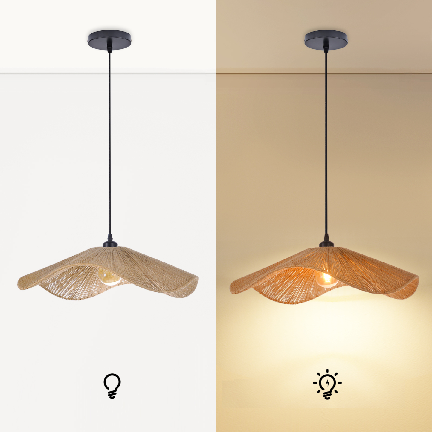 Handcrafted Hemp Rope Pendant Light for Kitchen Island