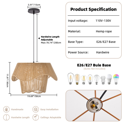 Flower pot hemp rope pendant light-labpiecesign