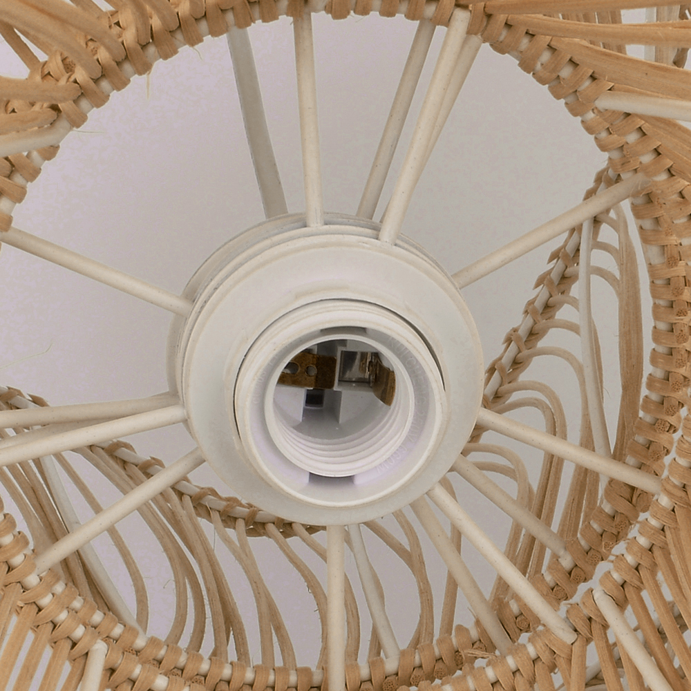 Vietnam Flower Rattan Pendant Light, Wicker Lampshade Chandelier