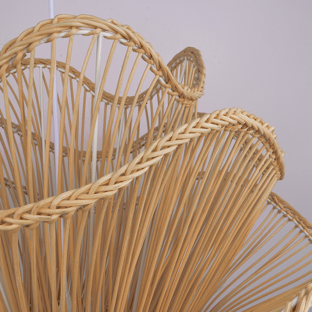 Vietnam Flower Rattan Pendant Light, Wicker Lampshade Chandelier