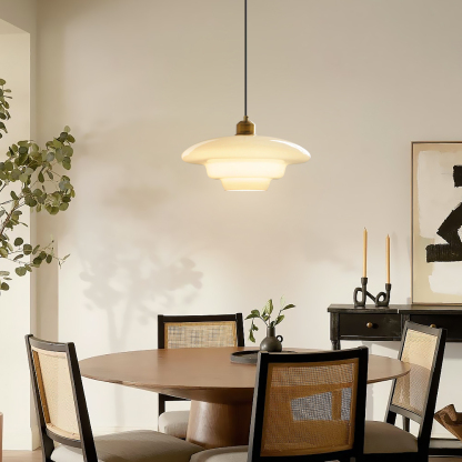 Mid Century Art Milk White Glass Pendant Light