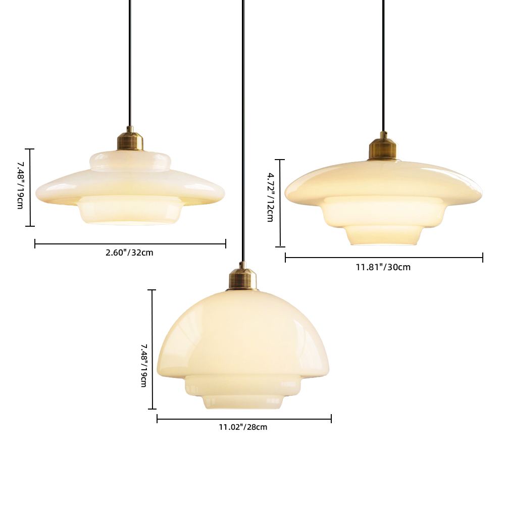 Mid Century Art Milk White Glass Pendant Light