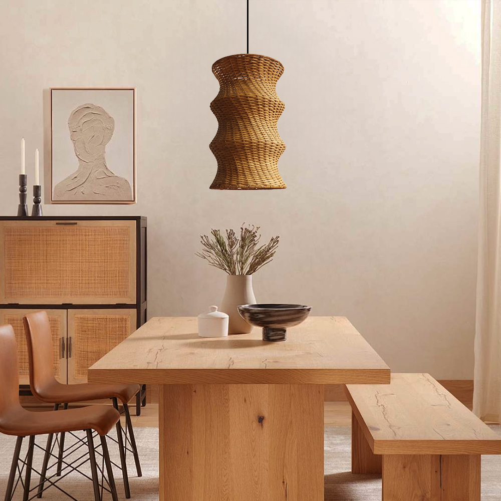Japanese design wabi-sabi handmade creative style woven pendant light