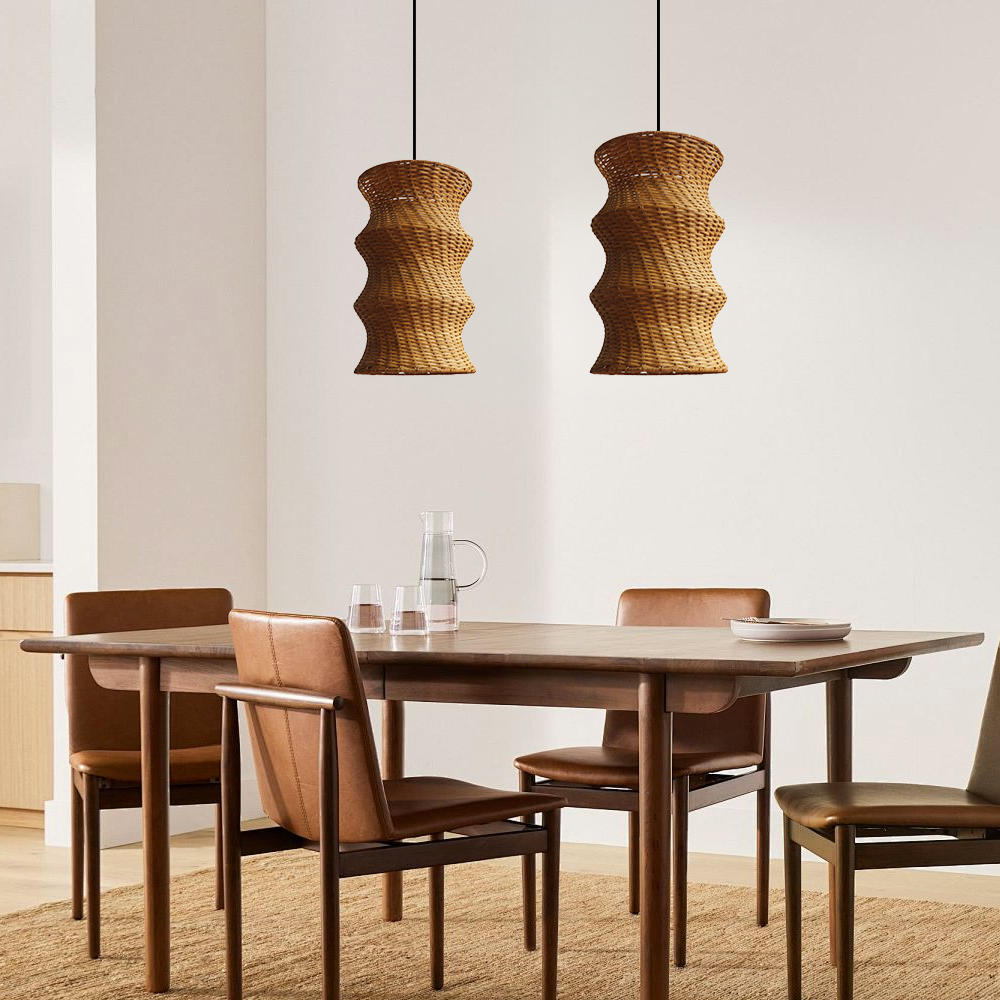 Japanese design wabi-sabi handmade creative style woven pendant light