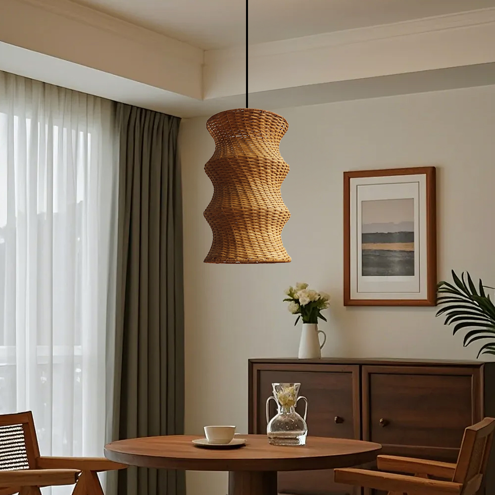 Japanese design wabi-sabi handmade creative style woven pendant light