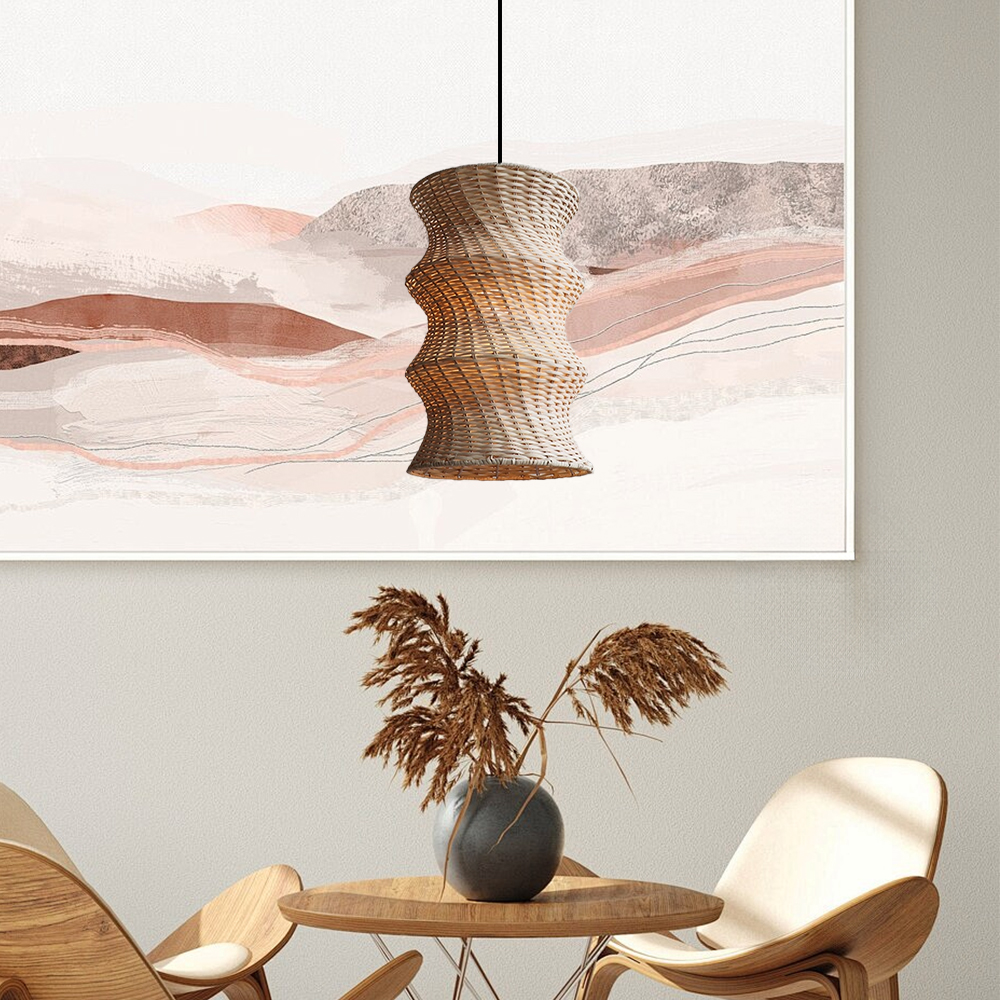 Japanese design wabi-sabi handmade creative style woven pendant light