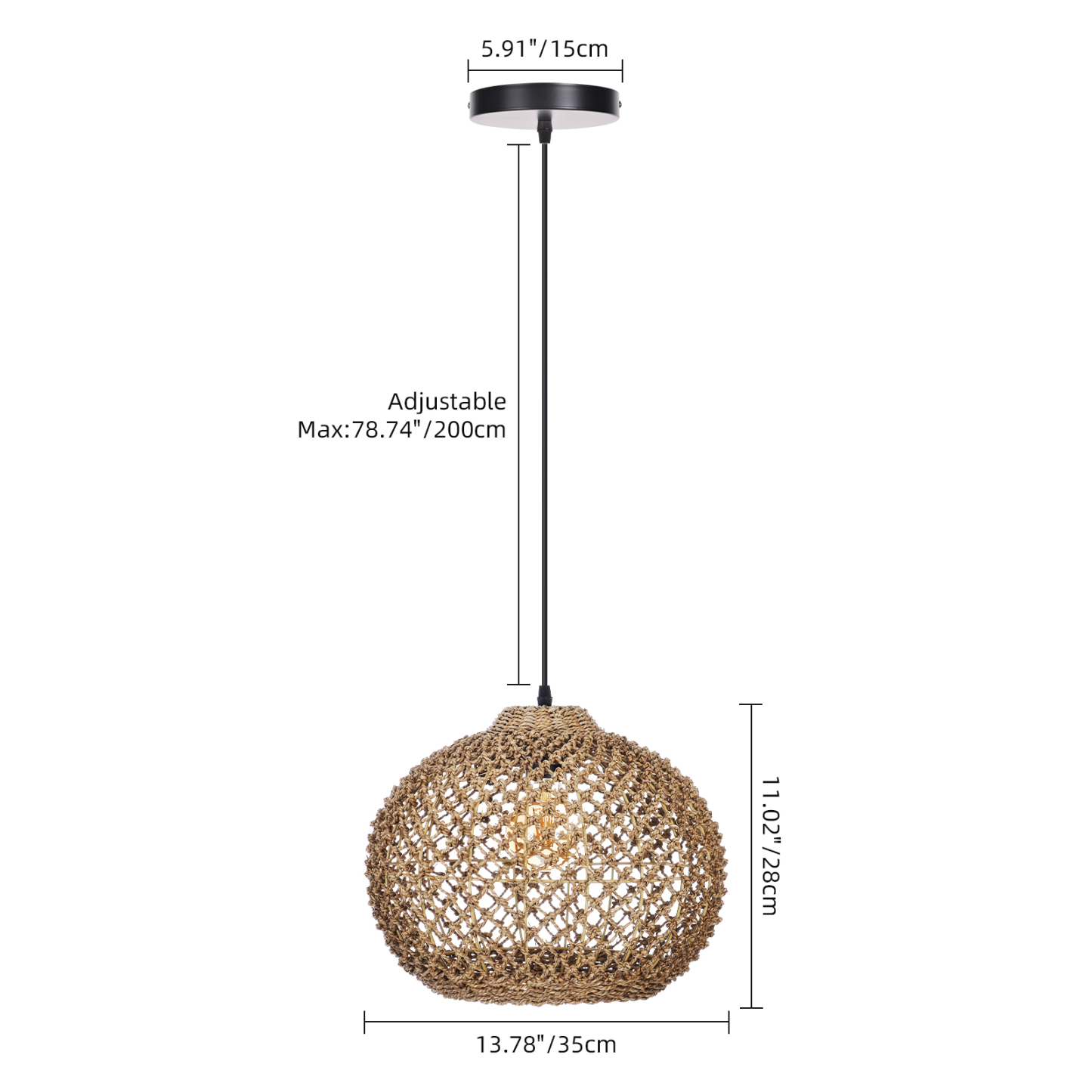 Rustic Rattan Pendant Light for Kitchen Island