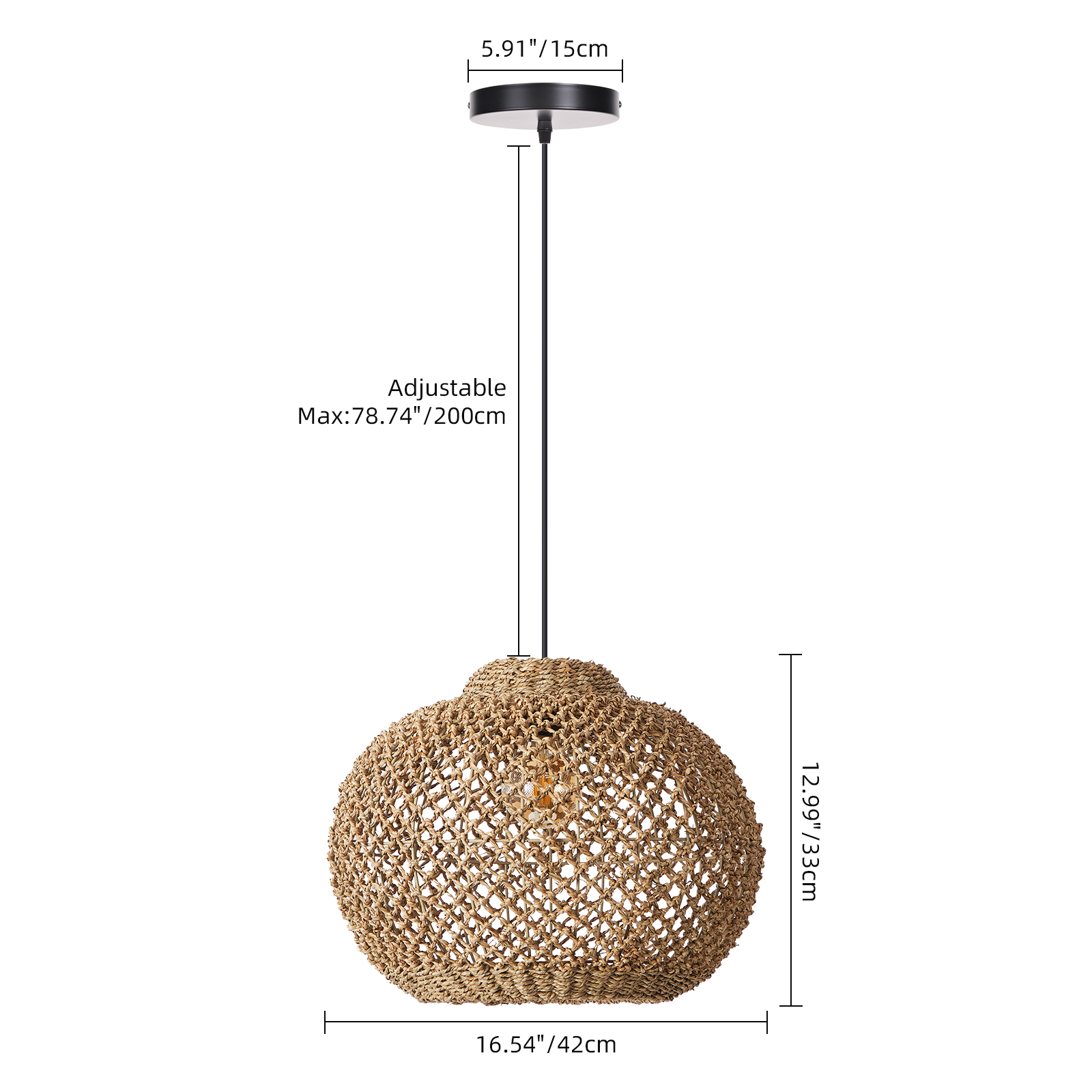 Rustic Rattan Pendant Light for Kitchen Island