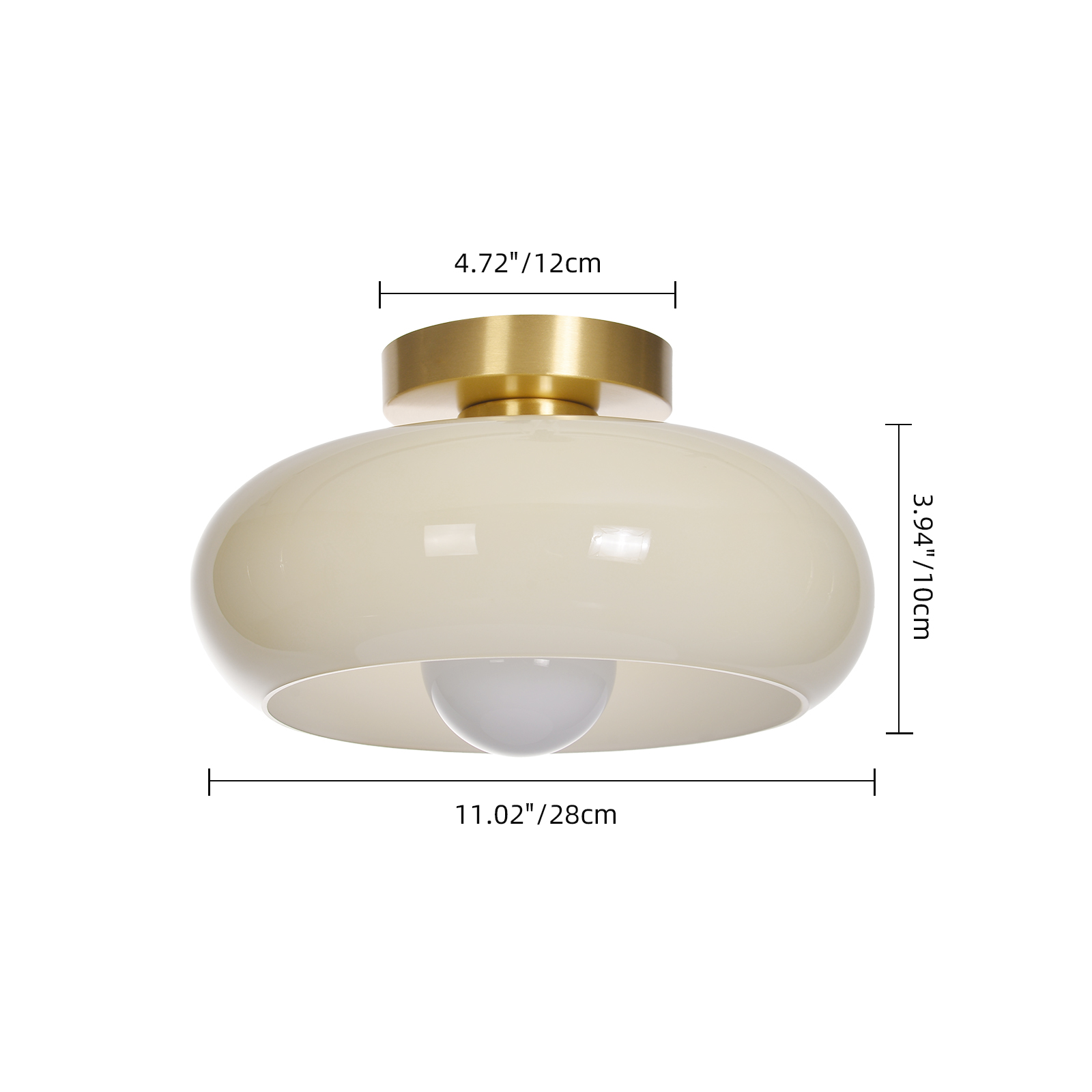 Mid-Century Modern Milk Glass Flush Mount Ceiling Light for