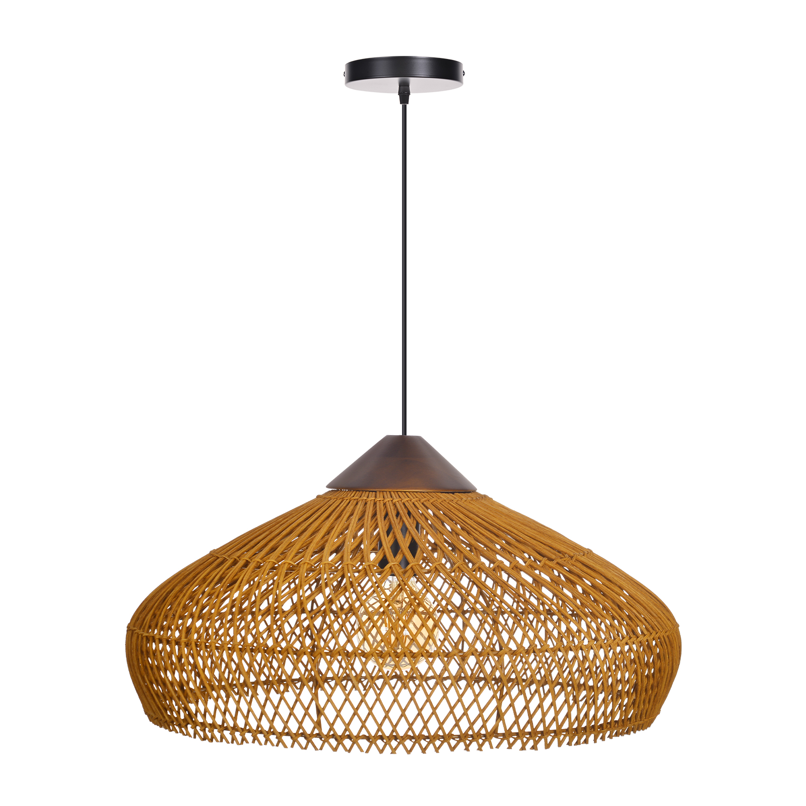 Handwoven Rattan Pendant Light | Boho Woven Chandelier