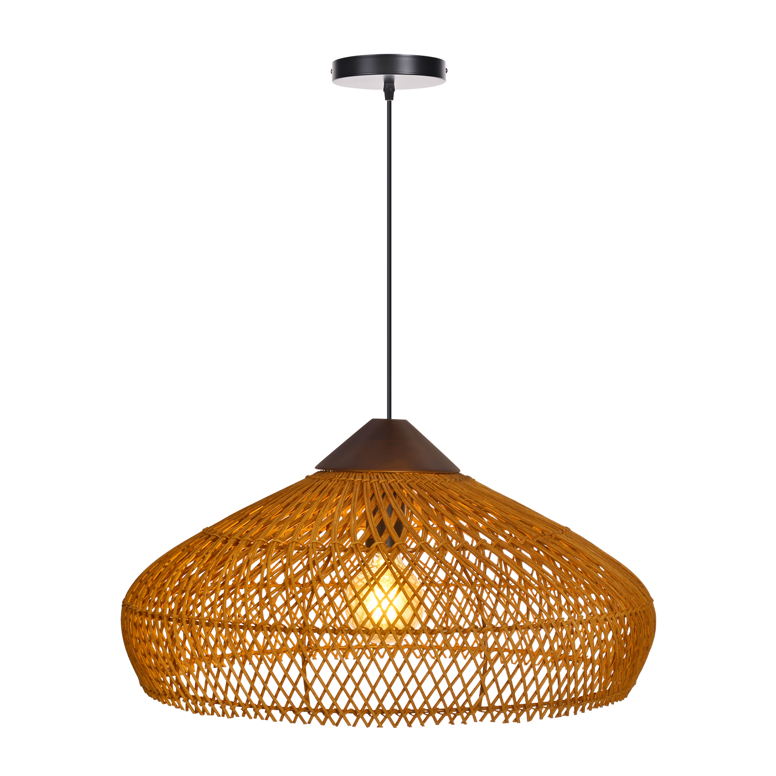 Handwoven Rattan Pendant Light | Boho Woven Chandelier