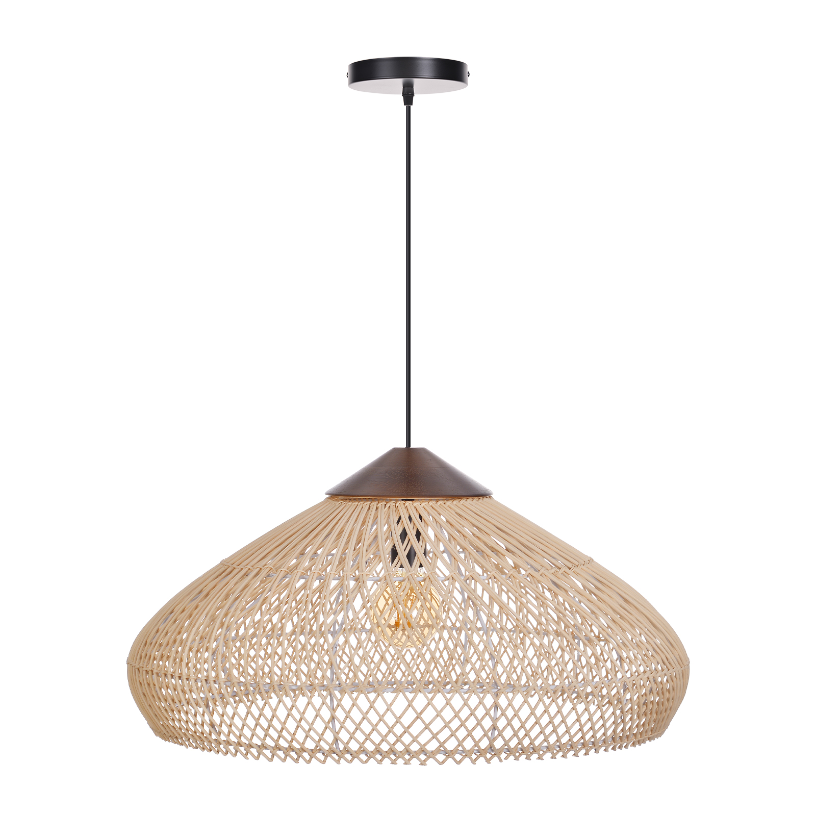 Handwoven Rattan Pendant Light | Boho Woven Chandelier