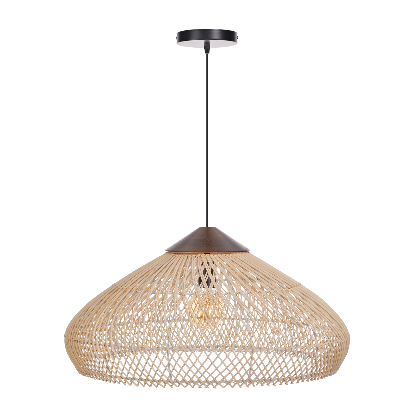 Handwoven Rattan Pendant Light | Boho Woven Chandelier