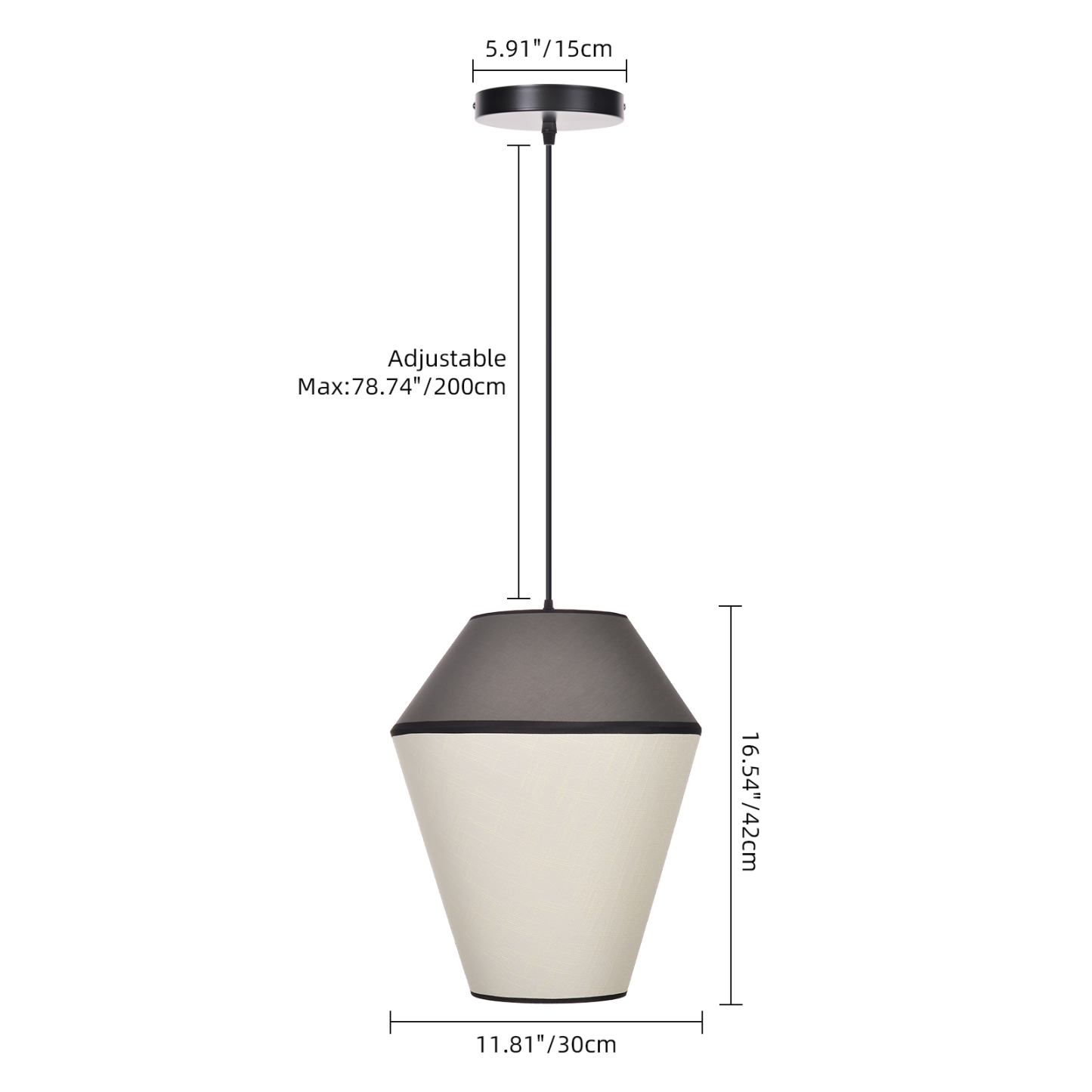 Modern Organic Two-Tone Fabric Pendant Light – Printed & Solid Shade