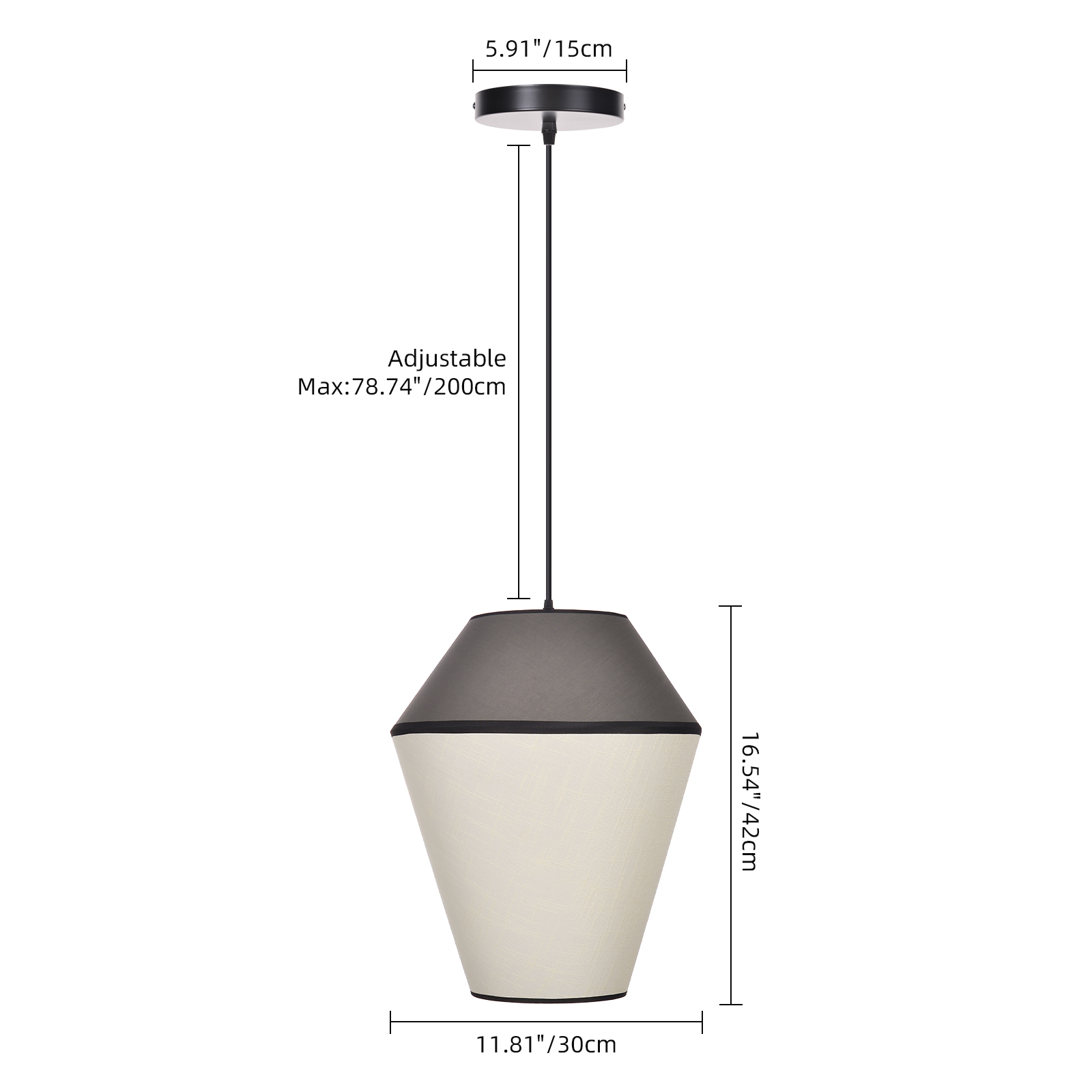 Modern Organic Two-Tone Fabric Pendant Light – Printed & Solid Shade