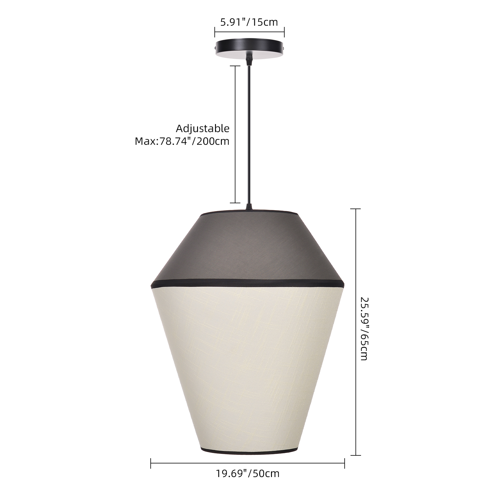 Modern Organic Two-Tone Fabric Pendant Light – Printed & Solid Shade