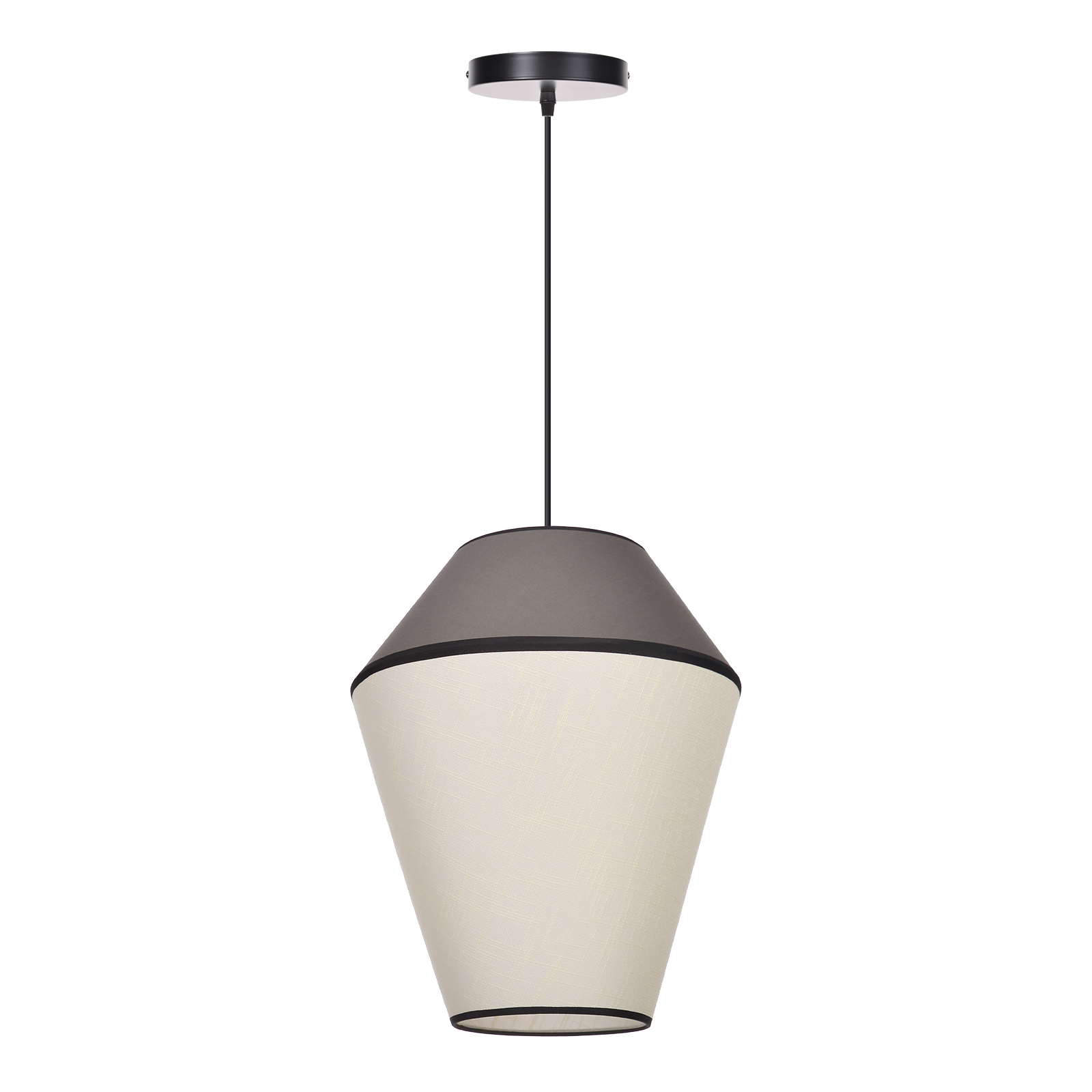 Modern Organic Two-Tone Fabric Pendant Light – Printed & Solid Shade