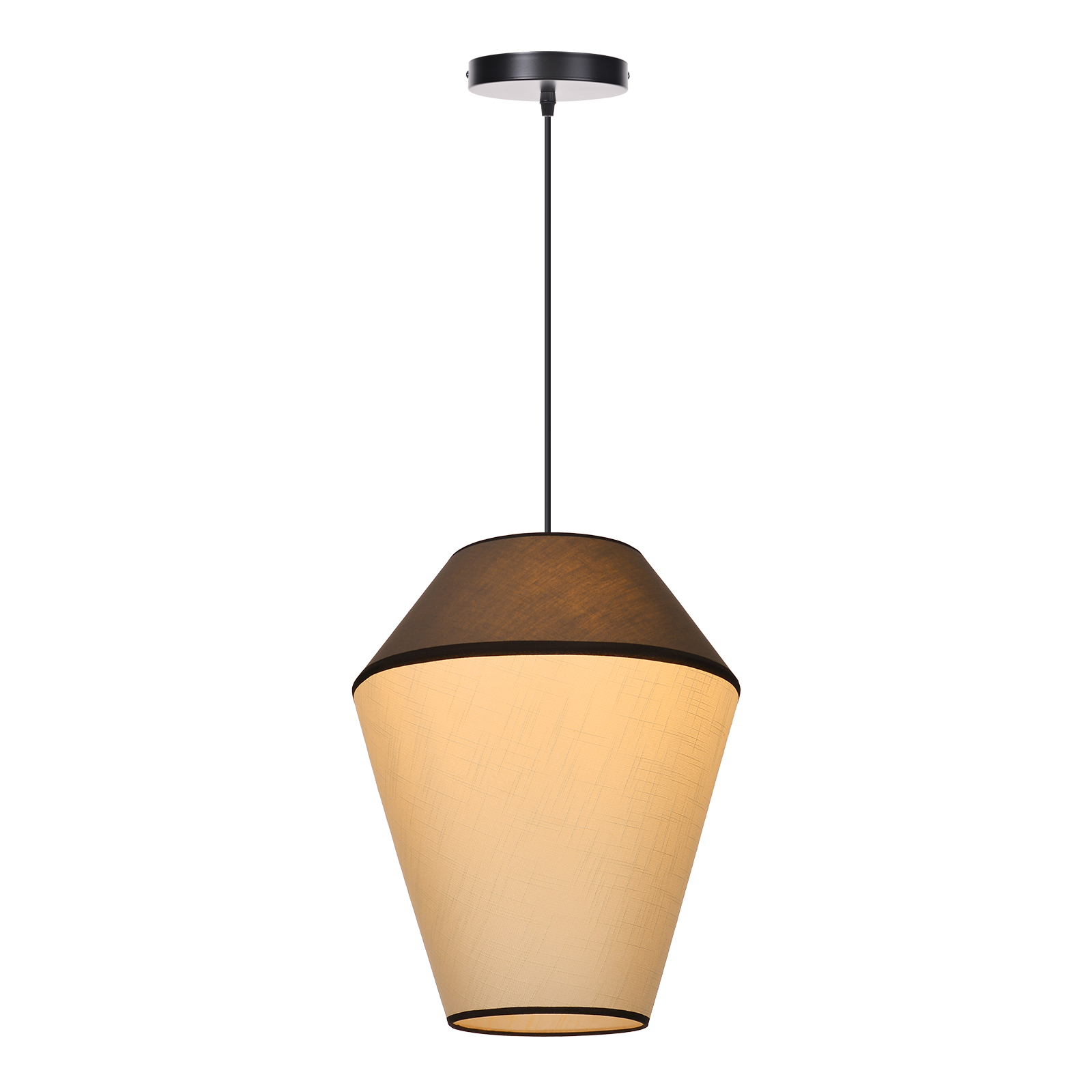 Modern Organic Two-Tone Fabric Pendant Light – Printed & Solid Shade