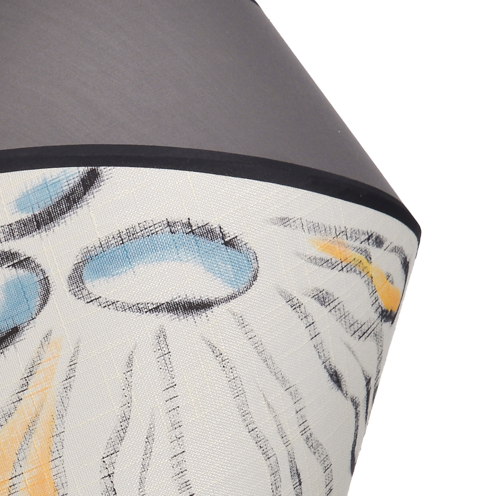 Modern Organic Two-Tone Fabric Pendant Light – Printed & Solid Shade