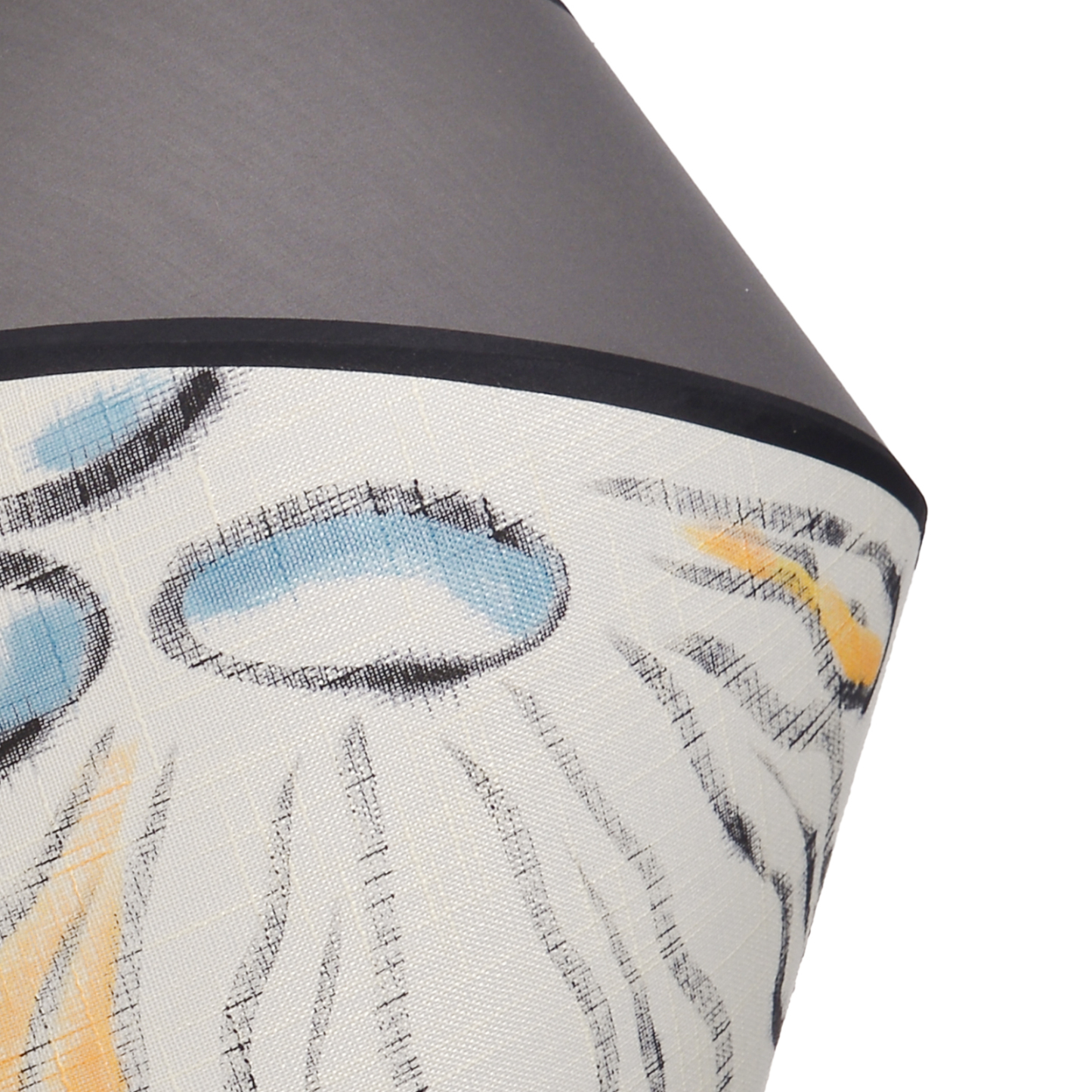 Modern Organic Two-Tone Fabric Pendant Light – Printed & Solid Shade