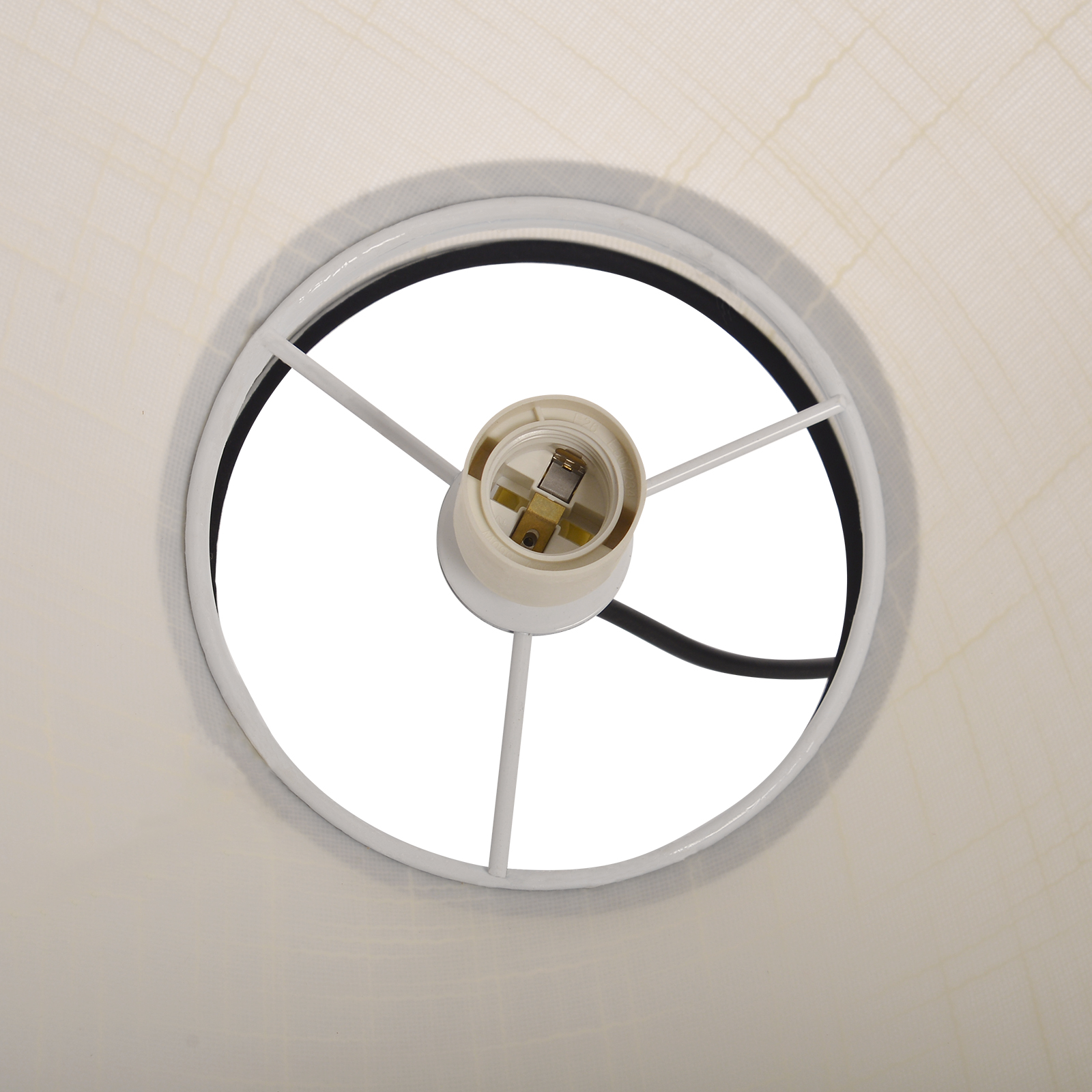 Modern Organic Linen Pendant Light with Black Trim | Fabric Hanging Shade Light