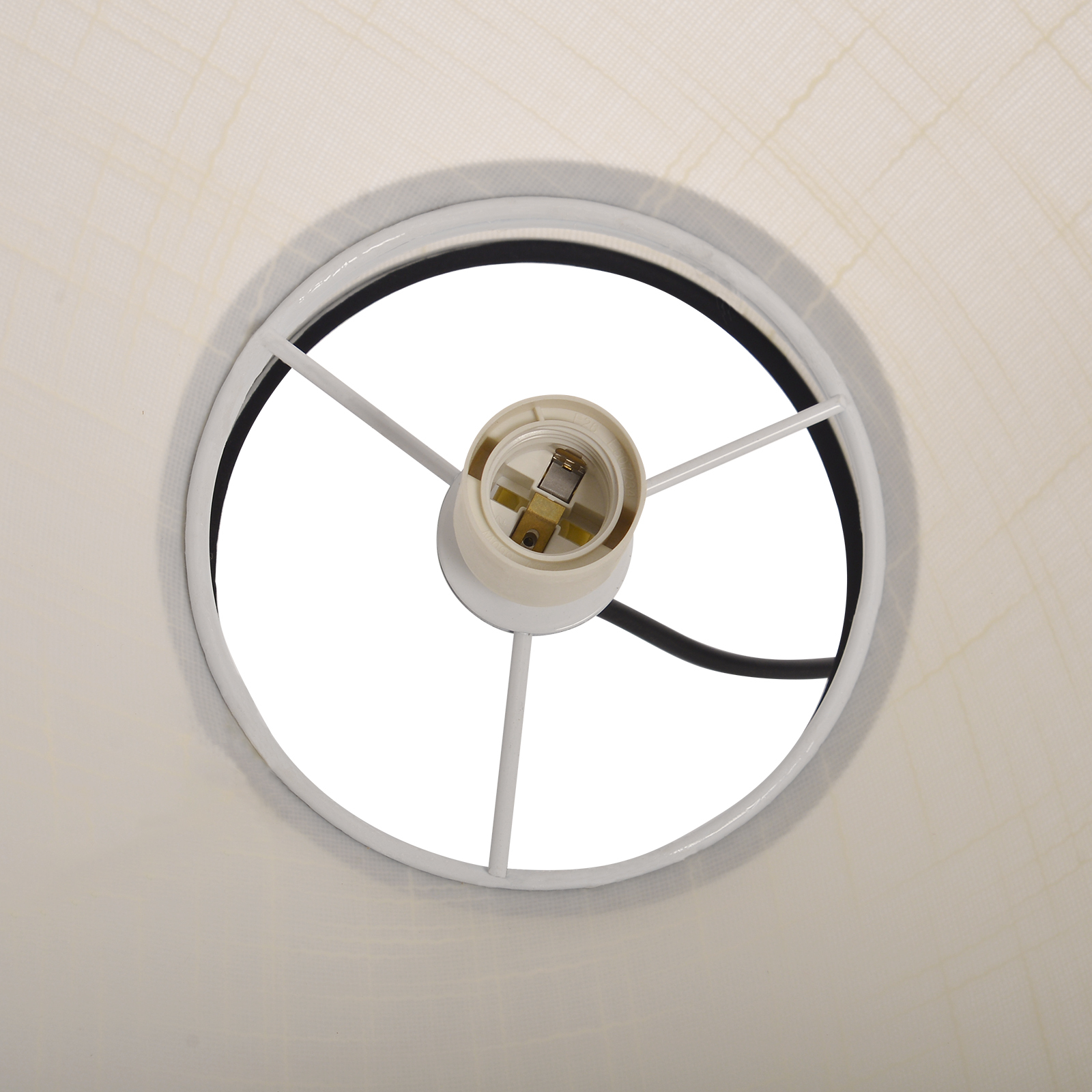 Modern Organic Linen Pendant Light with Black Trim | Fabric Hanging Shade Light