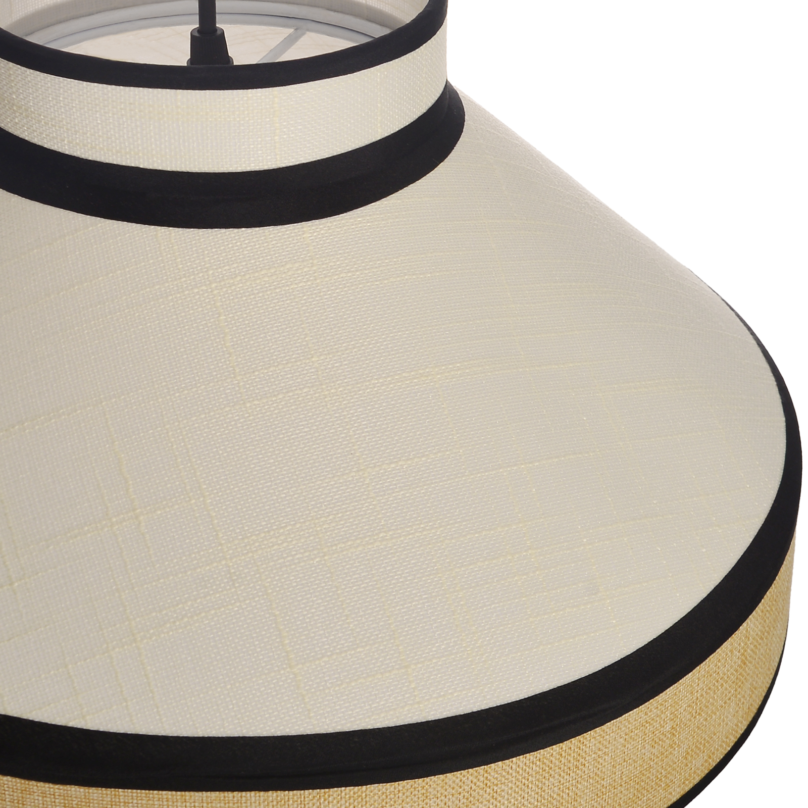 Modern Organic Linen Pendant Light with Black Trim | Fabric Hanging Shade Light